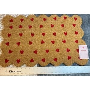 Red Hearts Tan Doormat 16x24 Indoor Outdoor Entry Mat NEW
